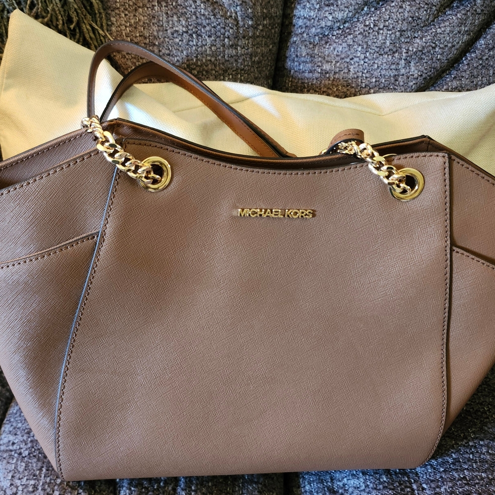 Michael Kors Tan Shoulder Bag with Gold Accents